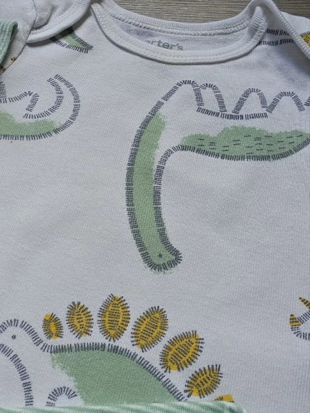 Carter's Mint Green Stripe Bodysuit & Dino Print Set 3 Pc
